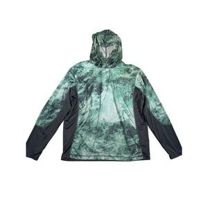 Habit Mossy Oak Fishing Hoodie Mens Large Green Camo Solar Factor Large